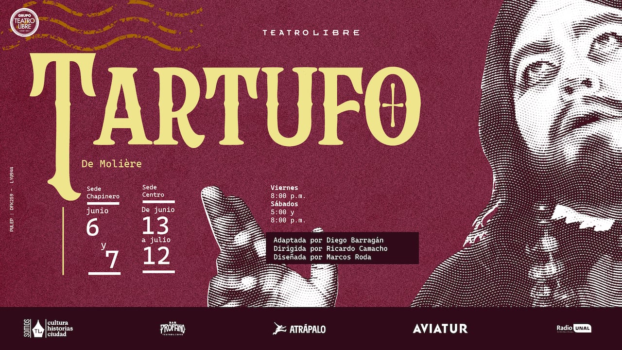 'Tartufo' de Molière, en el Teatro Libre 2025, es adaptada por Diego Barragán, dirigida por Ricardo Camacho y diseñada por Marcos Roda.