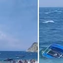 Lancha se volcó debido al fuerte oleaje.