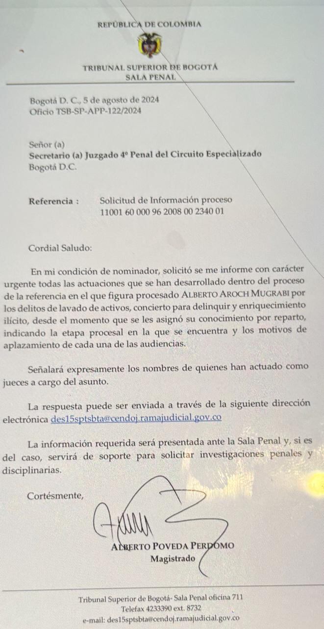 Tribunal ordenó informe urgente sobre el proceso del empresario Alberto Aroch.