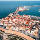 Aerial photograph made in the city of Termoli in the Molise region of Italy. Photograph made in March 2022 on stilts