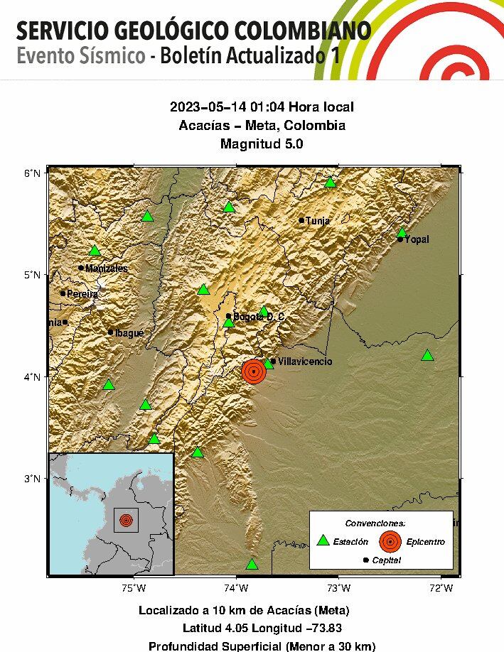 Temblor en Colombia 14 de mayo