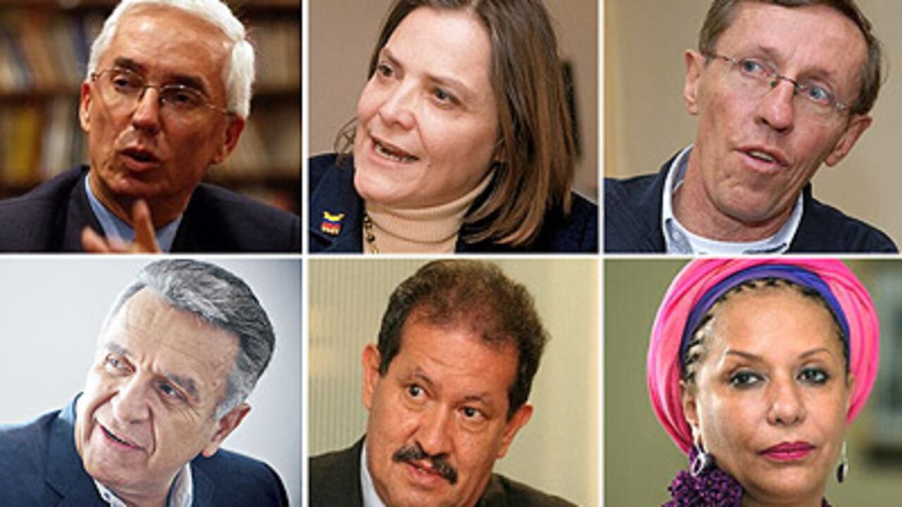 De izquierda a derecha: Jorge Enrique Robledo, Clara López, Antonio Navarro Wolff, Luis Eduardo Garzón, Angelino Garzón y Piedad Córdoba.