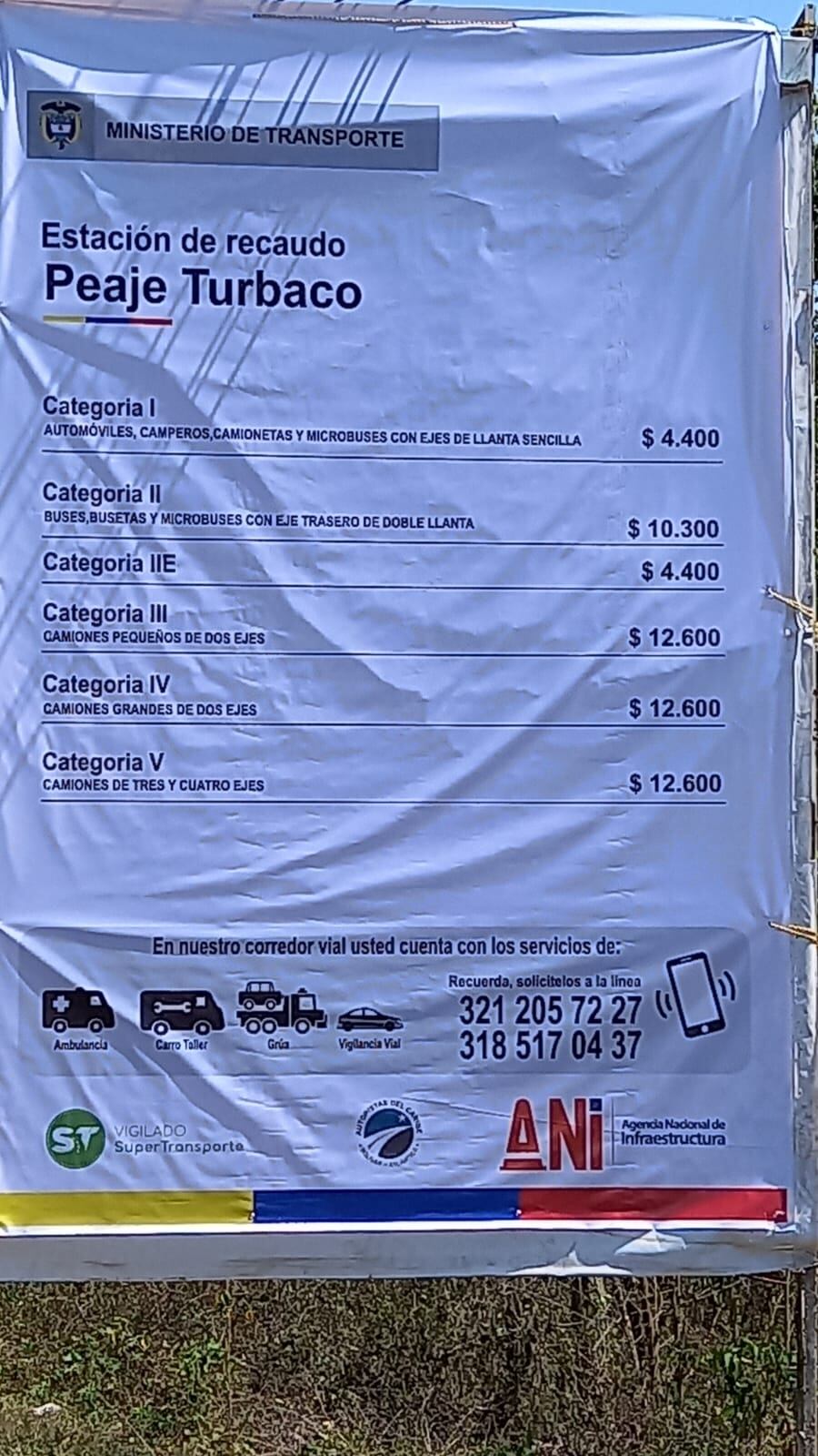 Nuevas tarifas en el peaje de Turbaco