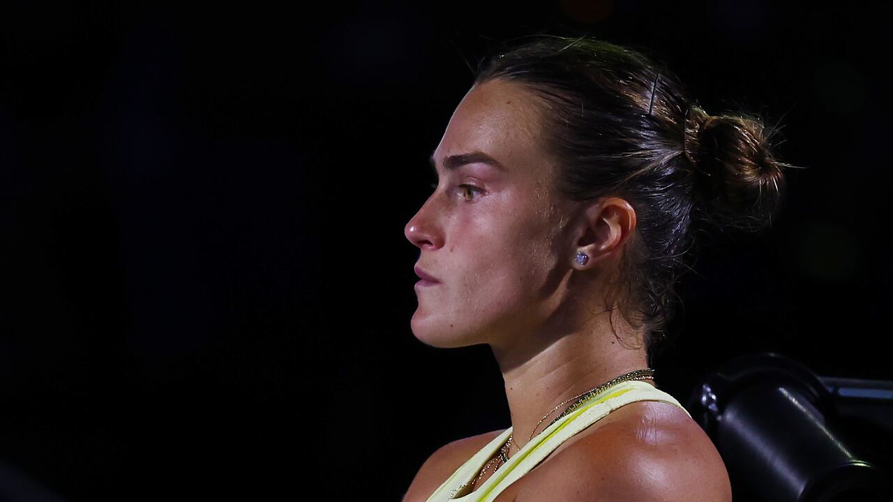 Aryna Sabalenka shows dejection after her defeat by Madison Keys of the United States in the Women's Singles Finalduring day 14 of the 2025 Australian Open at Melbourne Park on January 25, 2025 in Melbourne, Australia.