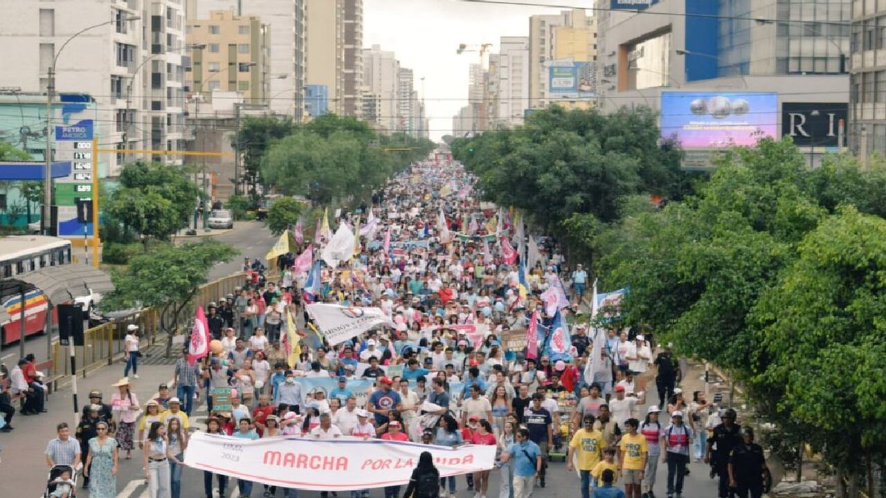 Manifestantes antiaborto salieron el pasado fin de semana a las calles en la ciudad de Lima, Perú.
