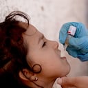 TAIZZ, YEMEN - FEBRUARY 19: Vaccination campaign launched with the support of the Yemeni Ministry of Health, the World Health Organization (WHO) and the United Nations Children's Fund (UNICEF) to prevent the polio epidemic in the country in Taizz, Yemen on February 19, 2022. (Photo by Abdulnasser Alseddik/Anadolu Agency via Getty Images)