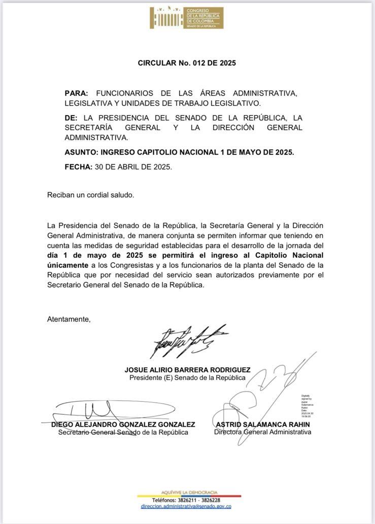 El senado de la República hizo anuncios de cara a las marchas del 1 de mayo.