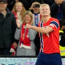 Erling Haaland en la victoria de Noruega.