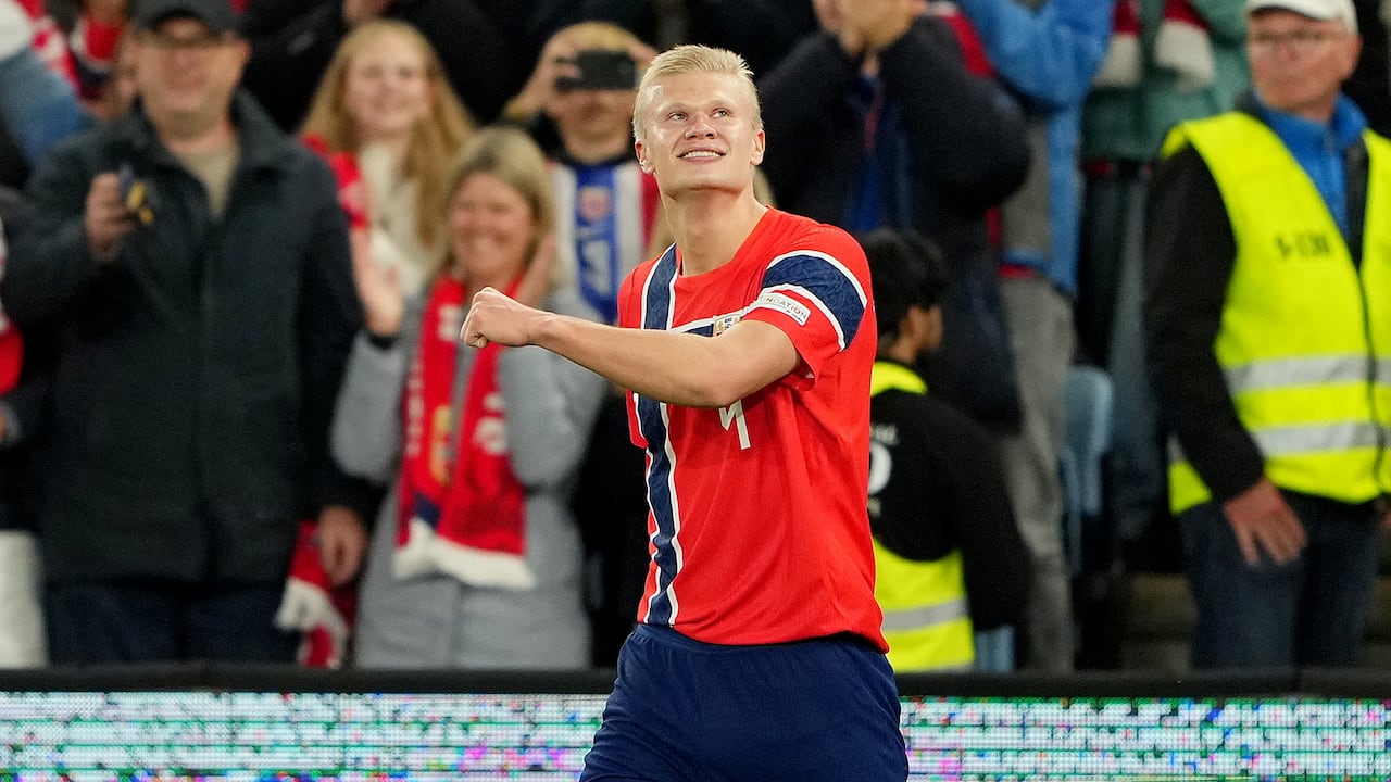 Erling Haaland en la victoria de Noruega.