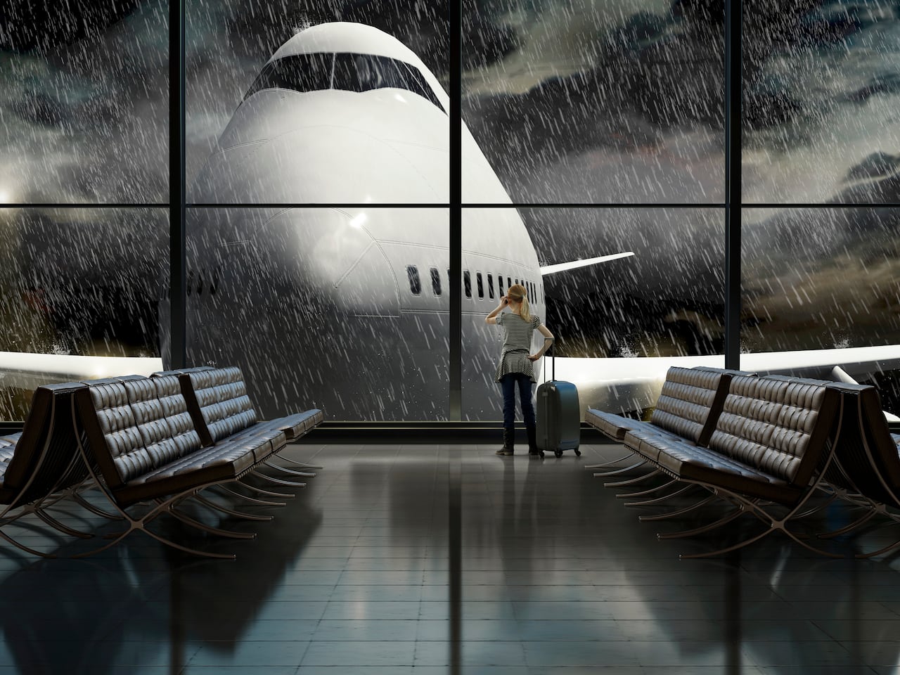 Aeropuerto con lluvias