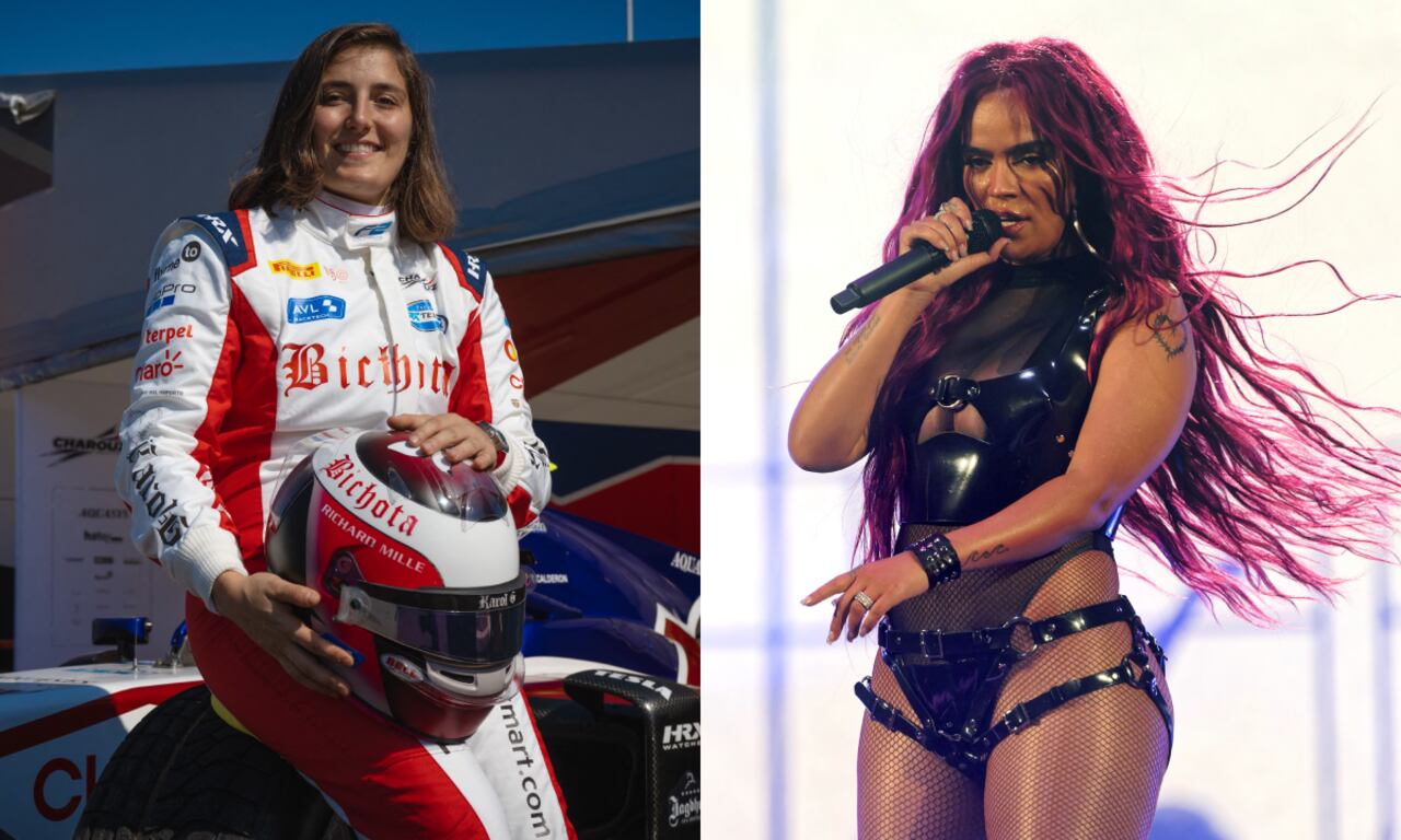 Tatiana Calderón y Karol G. Foto: AFP/Andrej ISAKOVIC//AP/Rob Grabowski/Invision