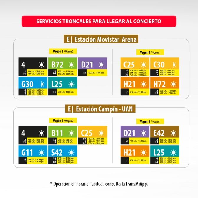 Servicios troncales para llegar al concierto de Ryan Castro