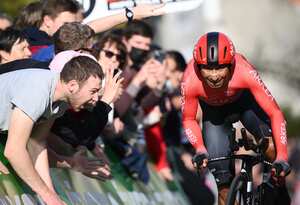 Nairo Quintana durante su turno en la contrarreloj individual de la París-Niza
