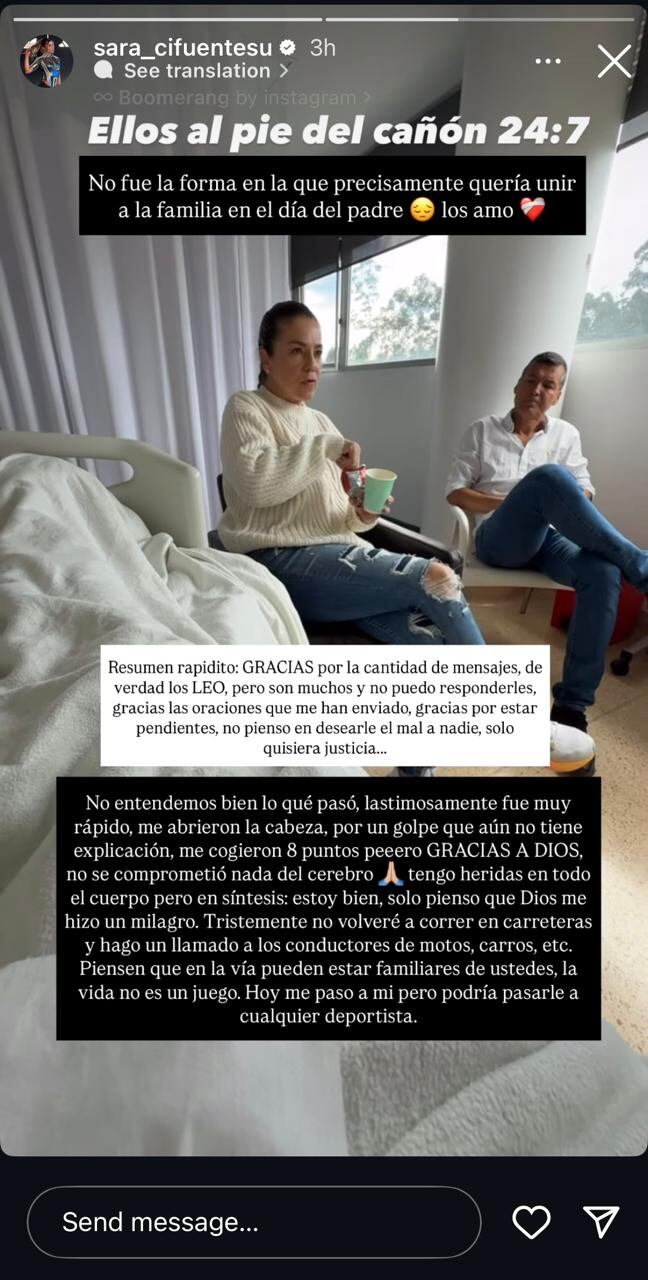 Sara Cifuentes sube una historia a sus redes sociales.