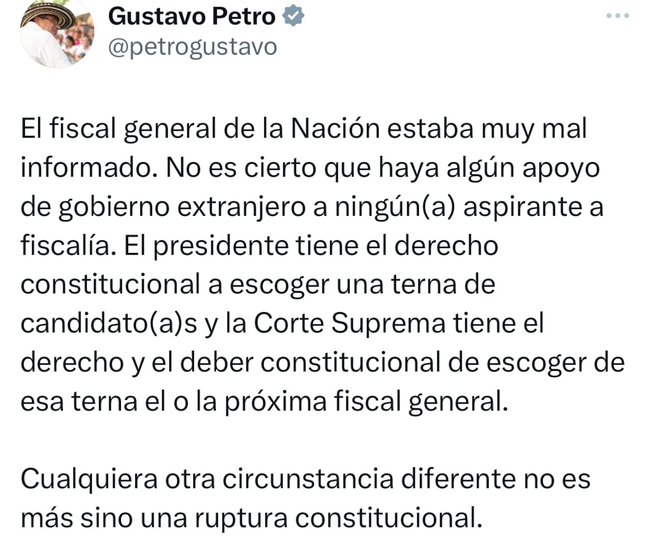 Trino presidente Petro