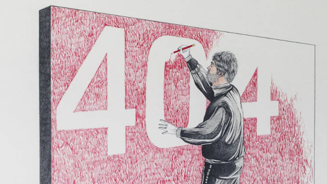 'Error 404' (2018), uno de los dibujos de Isidoro Adatto. Cortesía: La Balsa Arte.