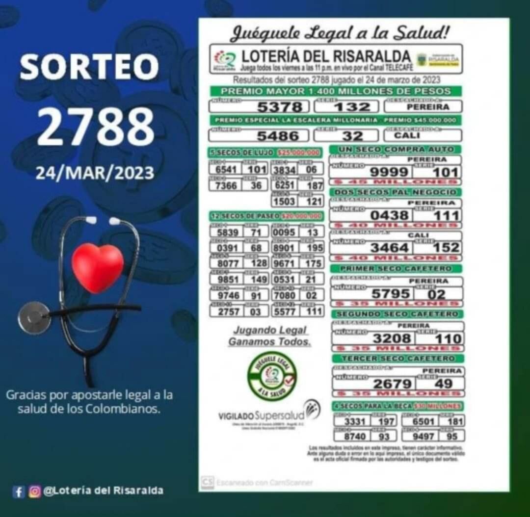 El premio mayor cayó en Pereira.