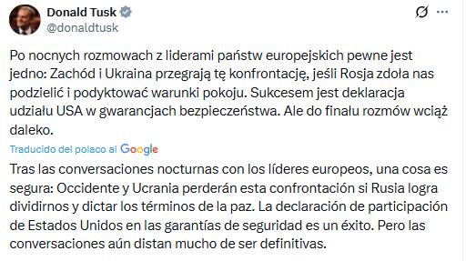 Mensaje emitido por Donald Tusk.