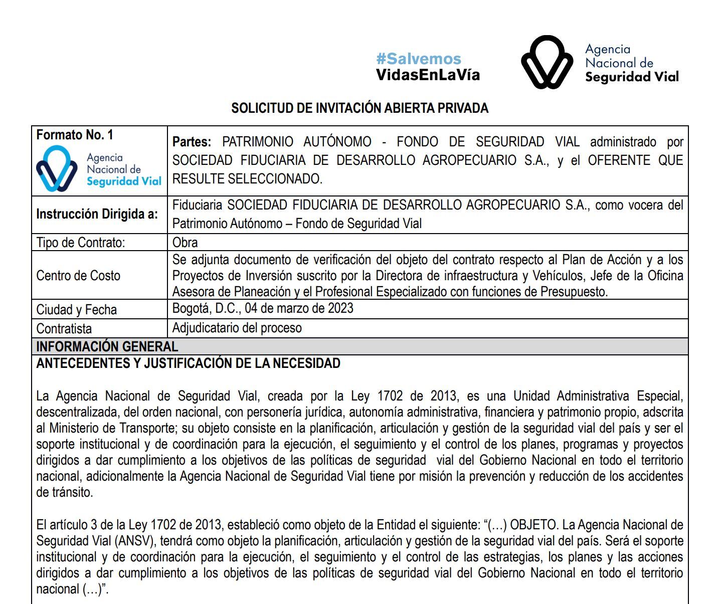 Contrato de la ANSV que involucra a María Antonia Tabares.