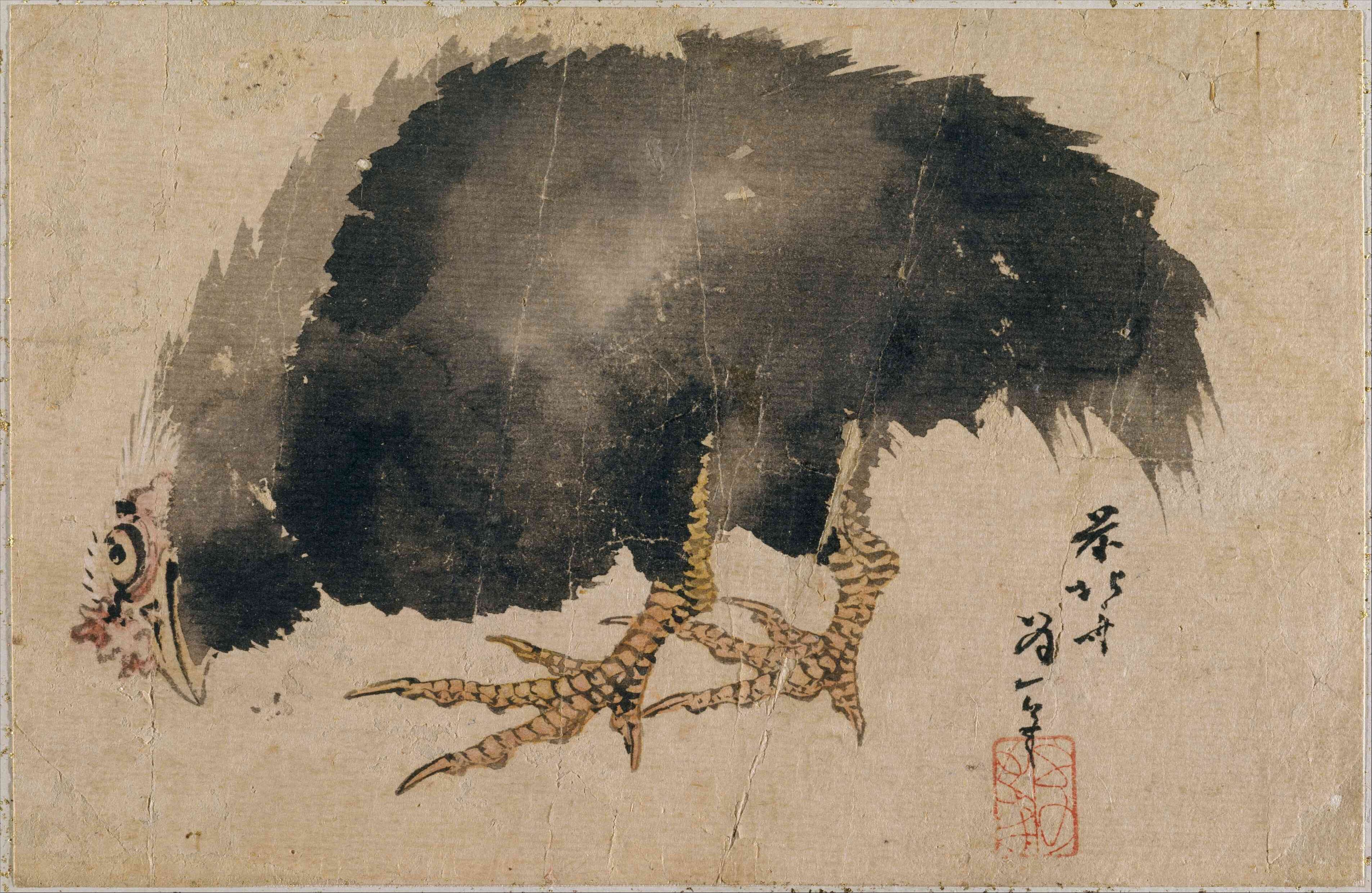 Gallina del álbum de bocetos de Katsushika Hokusai y sus discípulos.