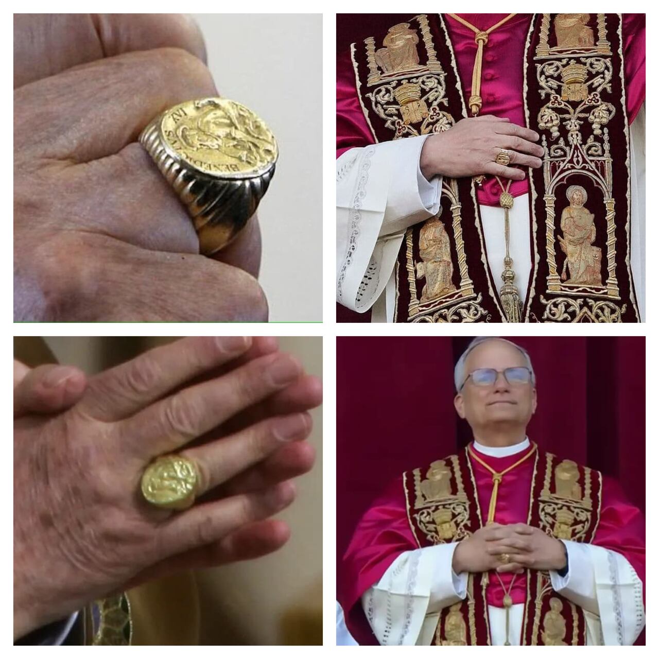 Este anillo, único para cada papa, simboliza la continuidad apostólica y el poder espiritual conferido al líder de la Iglesia. Tradicionalmente, al final de cada pontificado, el anillo es destruido para evitar su uso indebido.