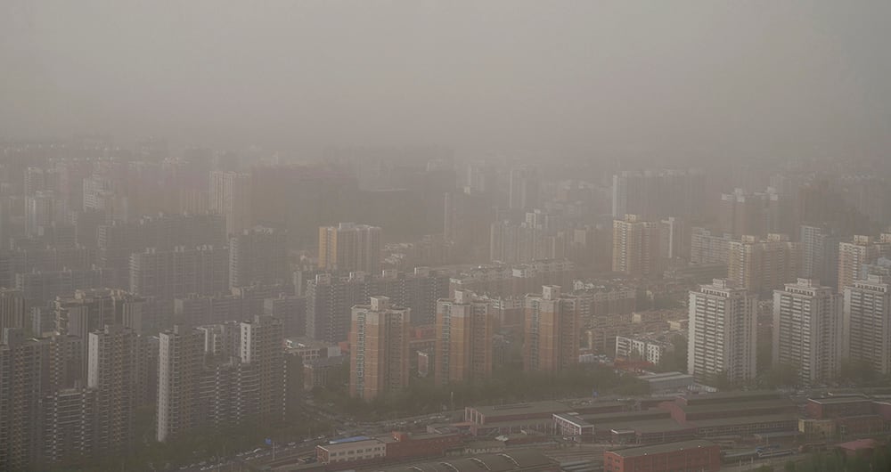 Así se veía la tormenta de arena en China.