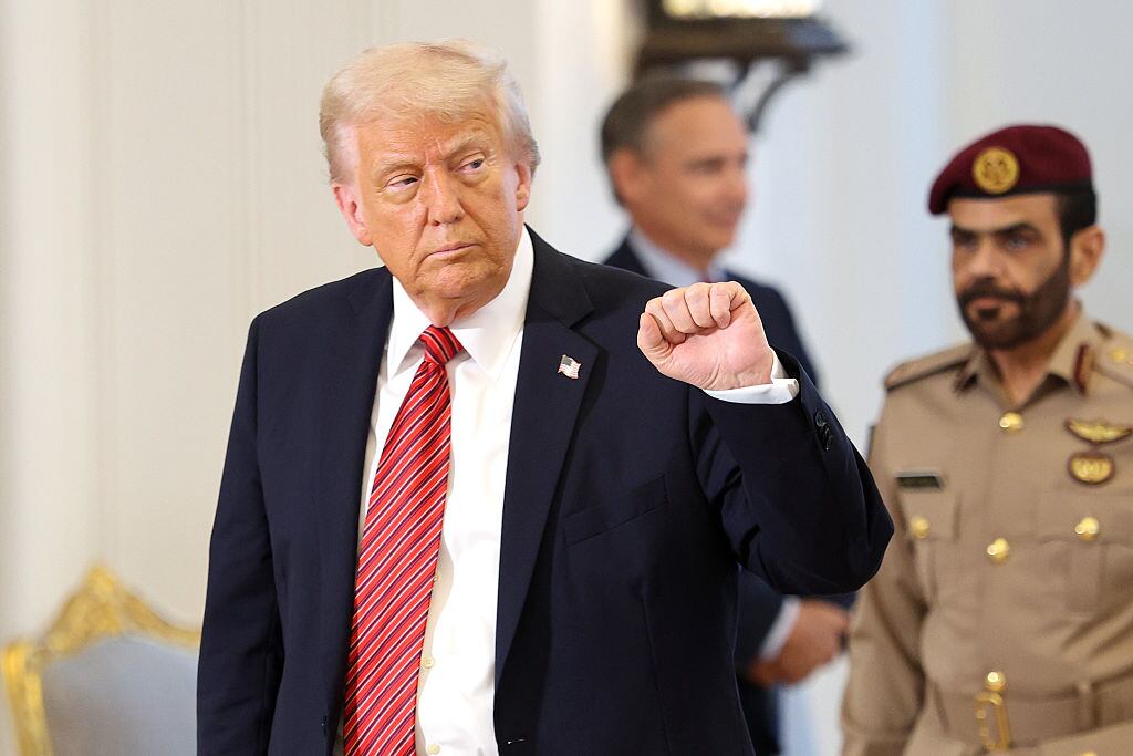 El presidente Donald Trump en el lugar de trabajo oficial del emir de Catar, el Amiri Diwan, el miércoles 14 de mayo de 2025.