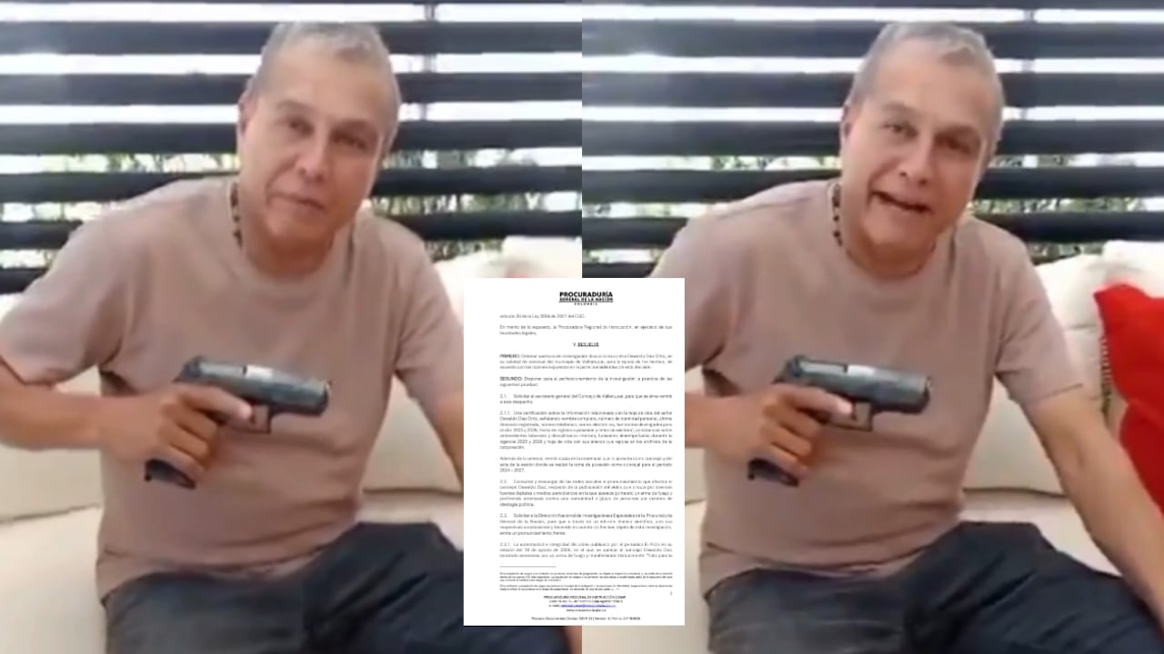 El concejal Oswaldo Martínez apareció empuñando un arma de fuego, amenazando con "balín" a los simpatizantes del expresidente Petro.