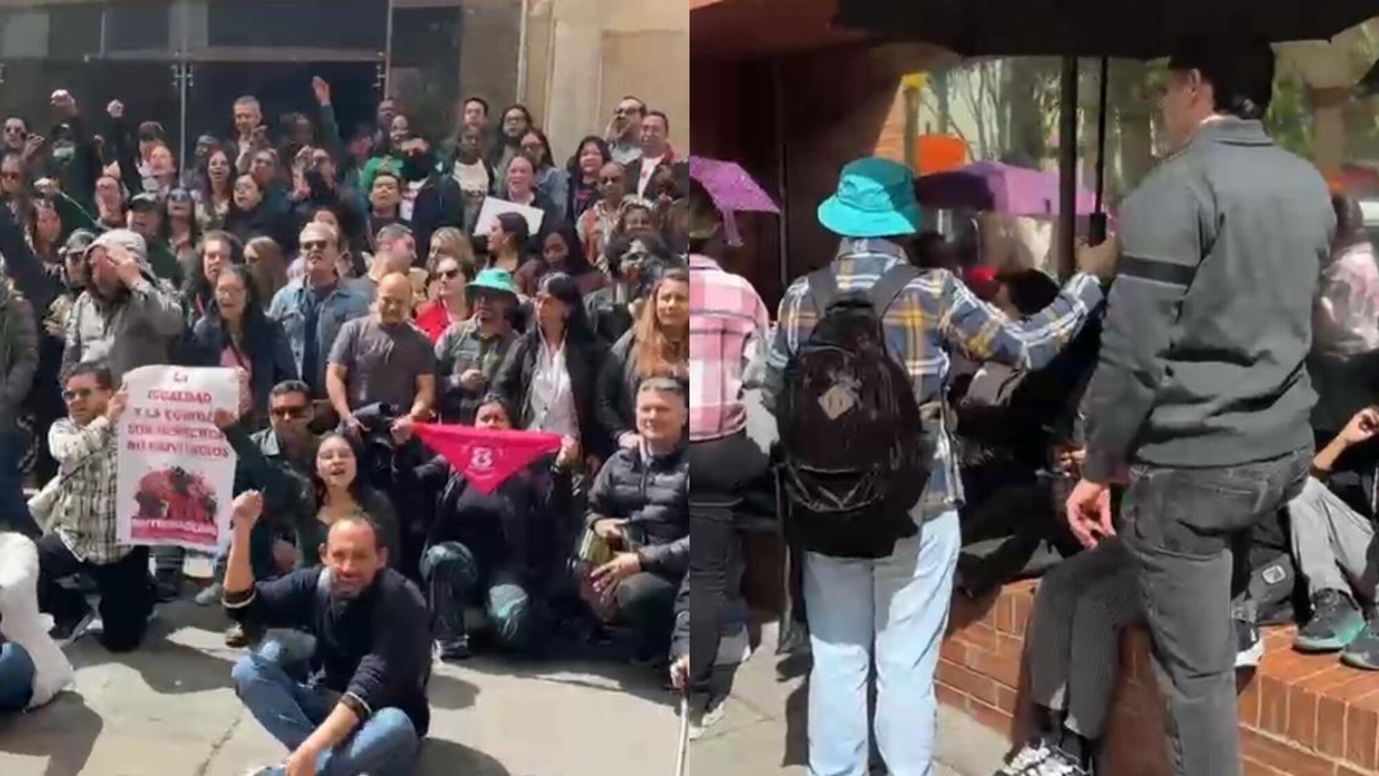Trabajadores del Ministerio de la Igualdad permanecen fuera del edificio.