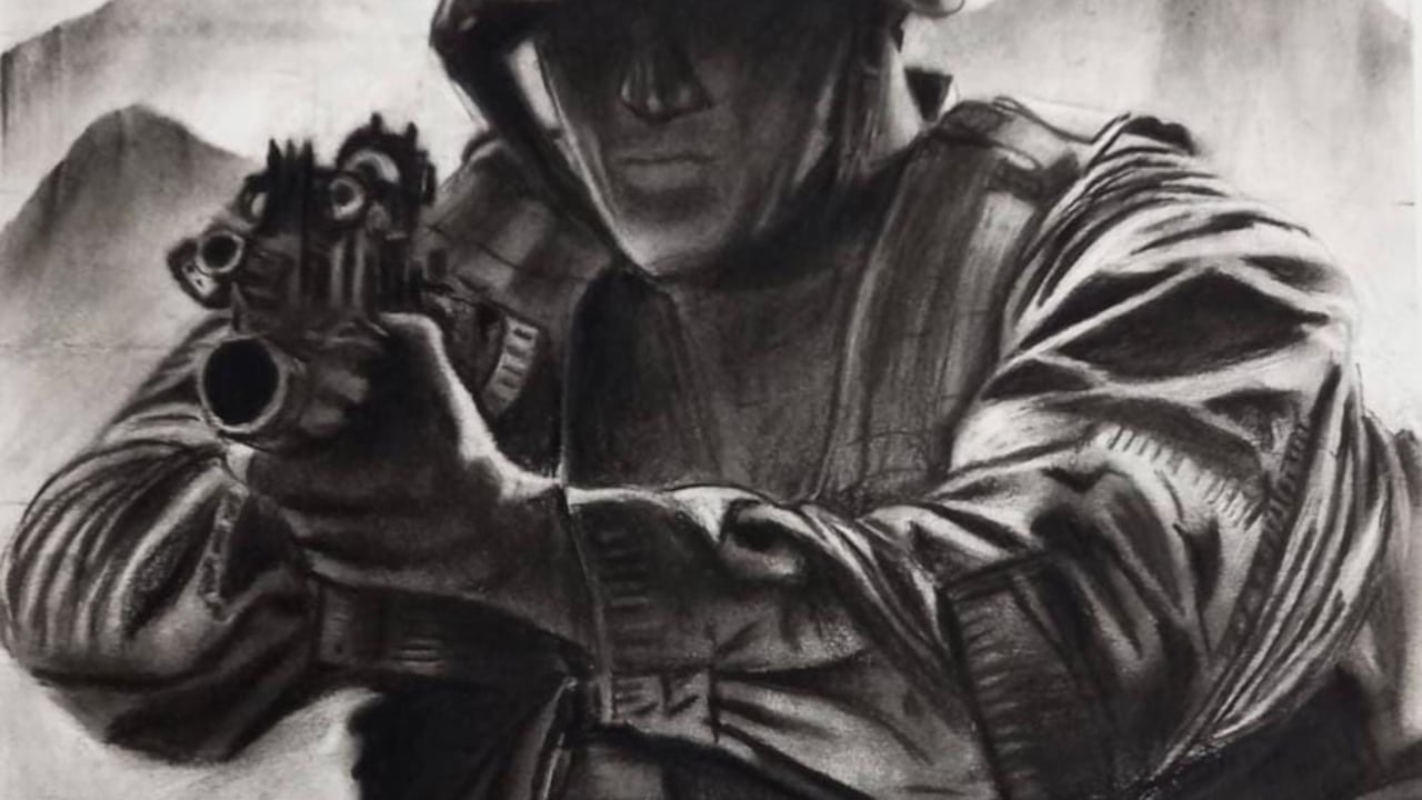 Soldado José Navarro dibuja en las selvas de Colombia