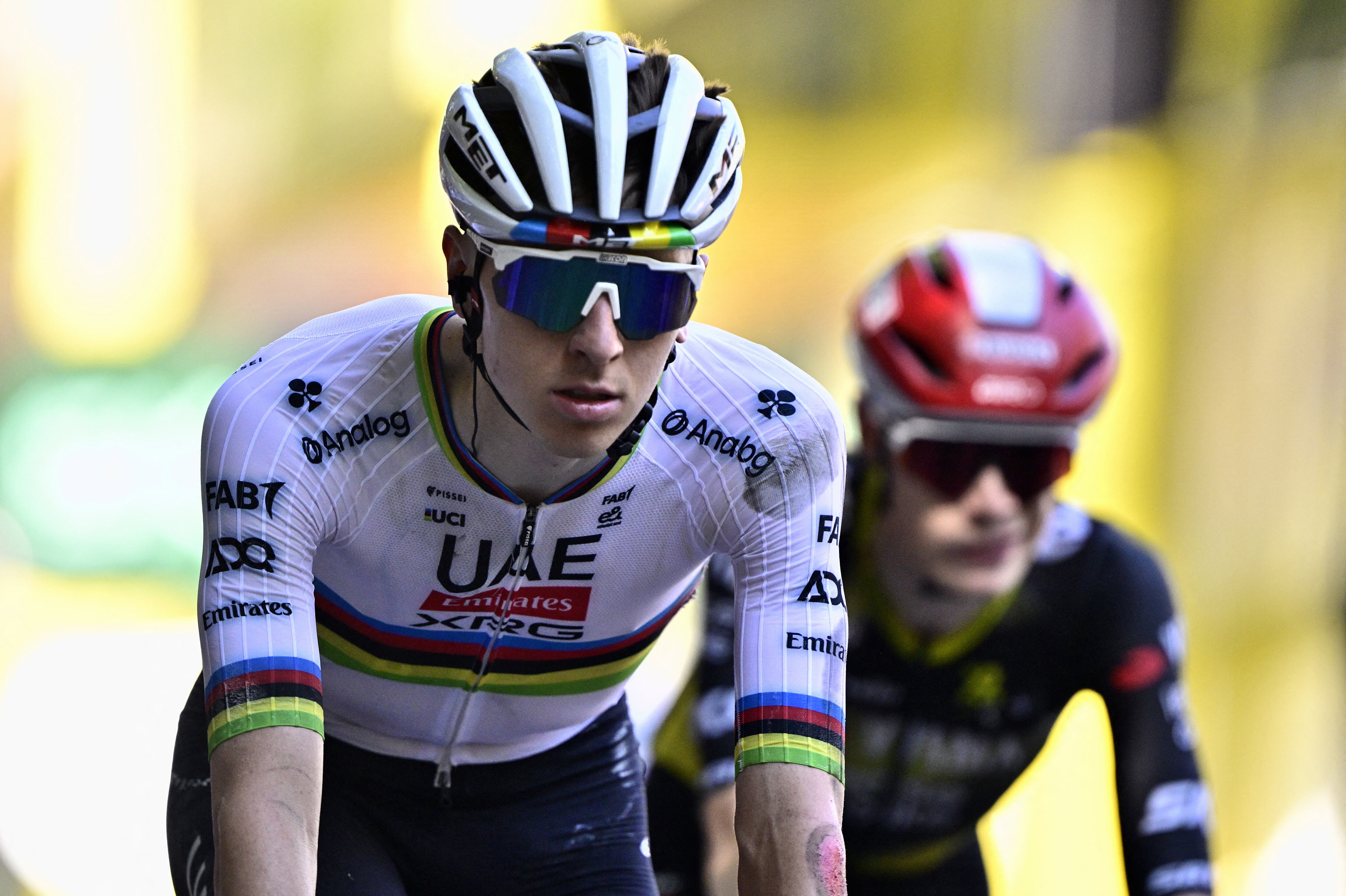 Slovenian Tadej Pogacar of UAE Team Emirates crosses the finish line of stage 11 of the 2025 Tour de France cycling, from and to Toulouse (154km), on Wednesday 16 July 2025 in France. The 112th edition of the Tour de France starts on Saturday 5 July in Lille, France, and will finish in Paris, France on the 27th of July.