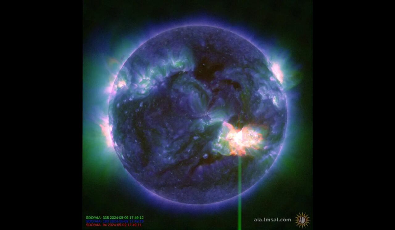 Imagen de una tormenta solar registrada recientemente