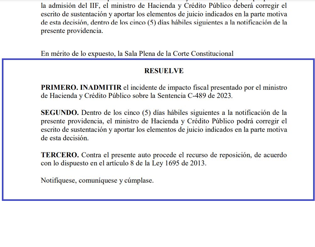 CORTE CONSTITUCIONAL NEGÓ PETICIÓN DEL GOBIERNO