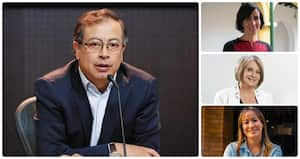 Gustavo Petro y sus tres nuevas ministras: Susana Muhamad, Cecilia López y Carolina Corcho.