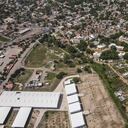 Aerial view of the Dominican Republic border with Haiti, which remains closed by order of Dominican President Luis Abinader in Dajabon, Dominican Republic, on September 15, 2023. Dominican President Luis Abinader on Thursday announced the closure of the country's border with Haiti, escalating a diplomatic row over access to a shared river. (Photo by STRINGER / AFP)
