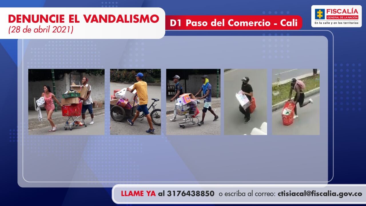 Fiscalía revela cartel se vándalos y saqueadores en Cali, durante el paro del 28 de abril