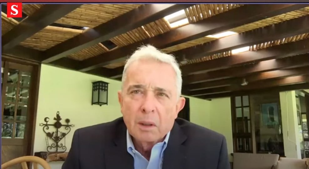 El expresidente Álvaro Uribe Vélez en audiencia de juicio.