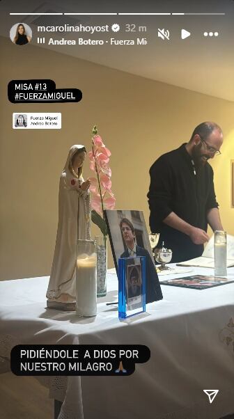 Publicación de María Carolina Hoyos Turbay pidiendo por la vida de Miguel Uribe Turbay.