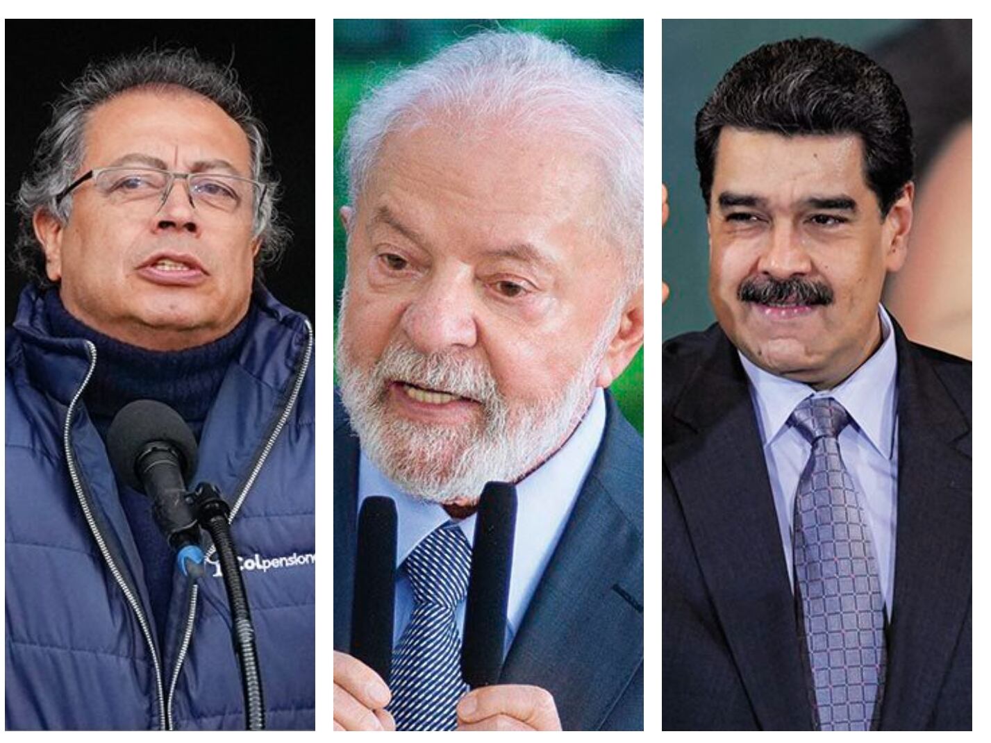 Gustavo Petro, Lula da Silva y Nicolás Maduro.