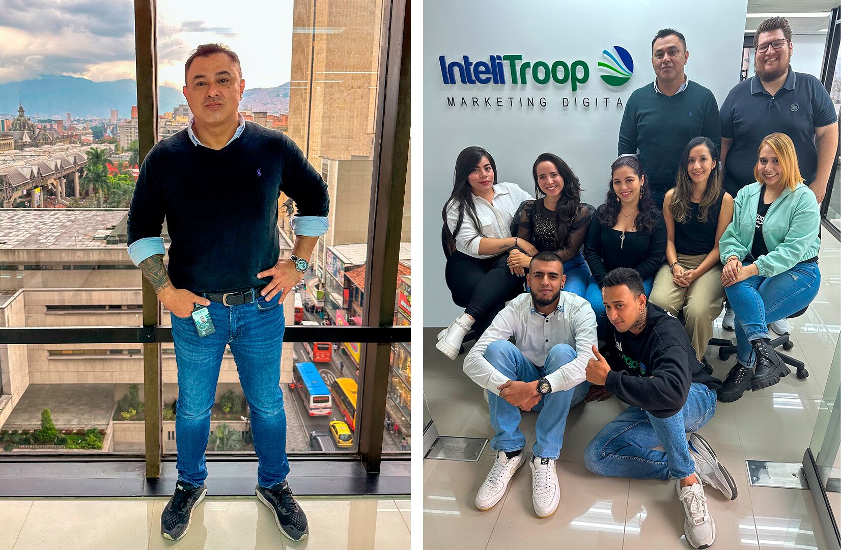 Nelson Penagos, CEO de InteliTroop, y el equipo de colaboradores de la compañía.