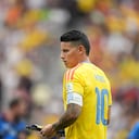 James Rodriguez #10 of the Colombia national team during the FIFA World Cup 2026 Round of 16 match between Colombia and Switzerland at BC Place Stadium in Vancouver, Canada, on July 7, 2026. (Photo by Leonardo Ramirez/Eyepix Group/NurPhoto) (Photo by Eyepix / NurPhoto via AFP)