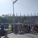 Momento en que la marcha pasaba por el estadio Metropolitano en Barranquilla.