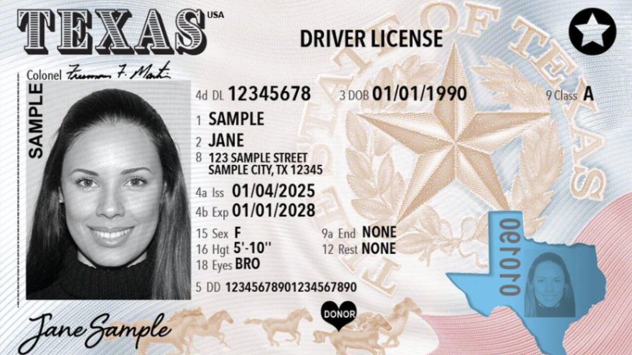 El nuevo modelo de licencia de conducción del estado de Texas