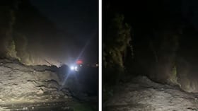 Imagen derrumbe y bloqueo de la vía Siberia- Fusagasugá