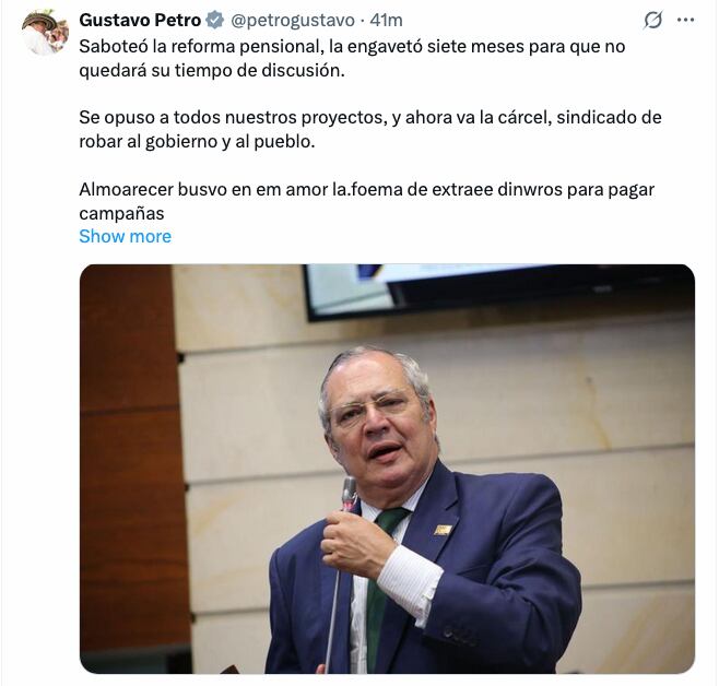 El trino del presidente, Gustavo Petro