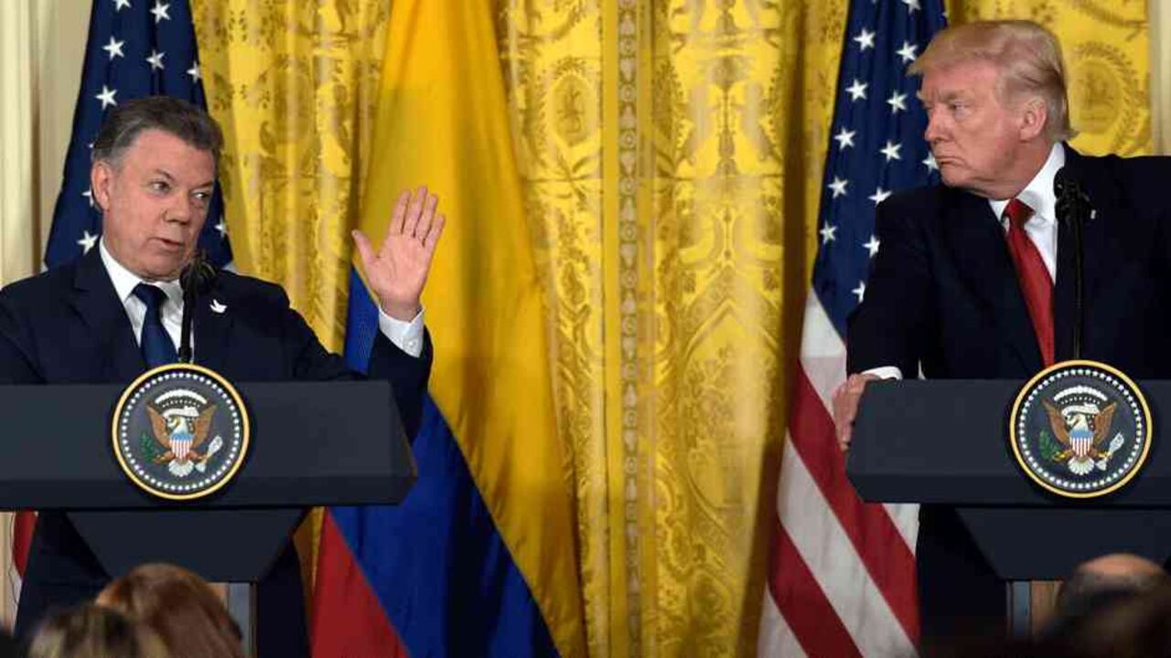 El presidente de Colombia, Juan Manuel Santos y el presidente de Estados Unidos, Donald Trump
