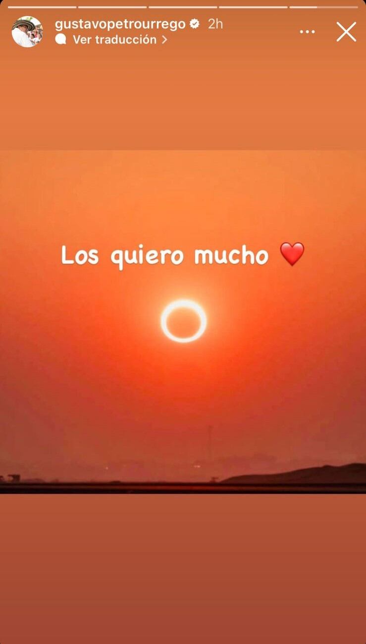 Presidente Petro compartió imágenes del eclipse solar anular.