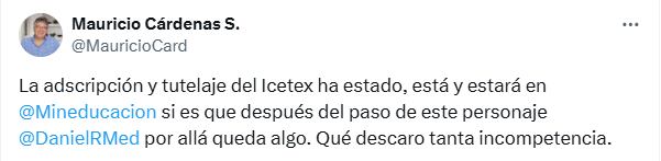 El exministro Mauricio Cárdenas arremetió contra el ministro de Educación, Daniel Rojas, por presupuesto del Icetex.