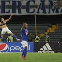Márquez celebró a rabiar e incluso se quitó la camiseta luego de su tanto frente al América en 'El Campín'
