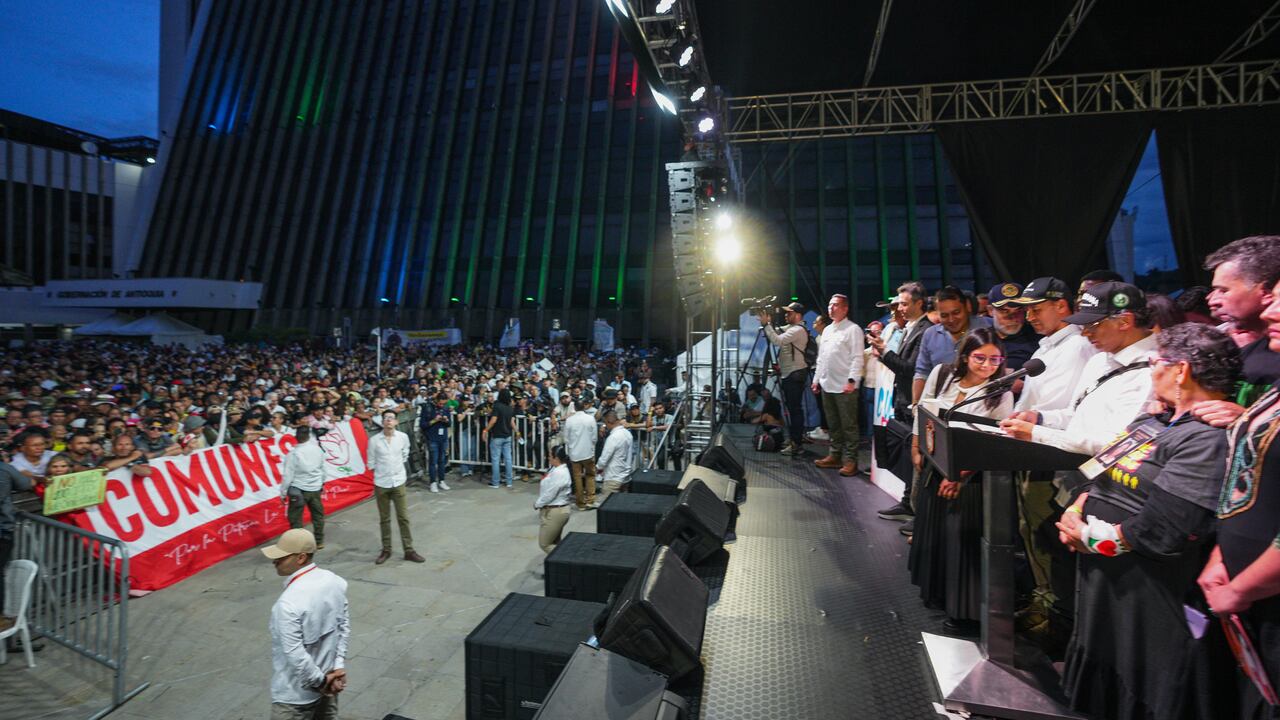El presidente, Gustavo Petro, en La Alpujarra (Medellín).